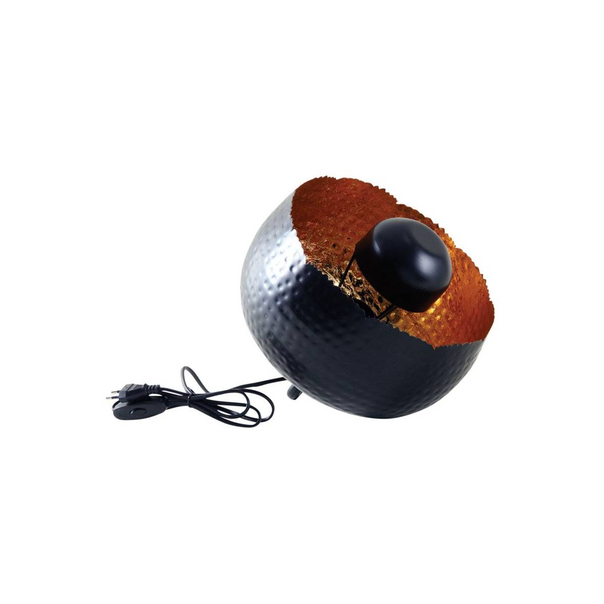 Aubry Gaspard - Lampe ronde à poser en métal noir avec intérieur doré Diamètre 28cm - Imagen 1