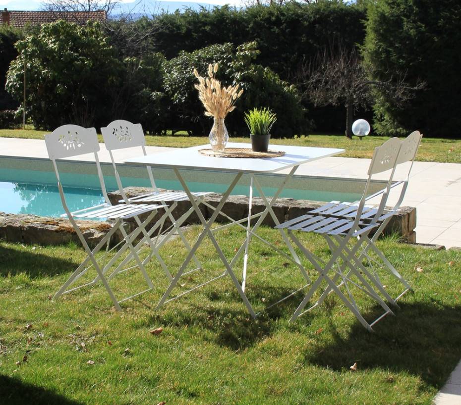 Ensemble table et chaises de jardin  4 places  Blanc  VENONE - Imagen 2