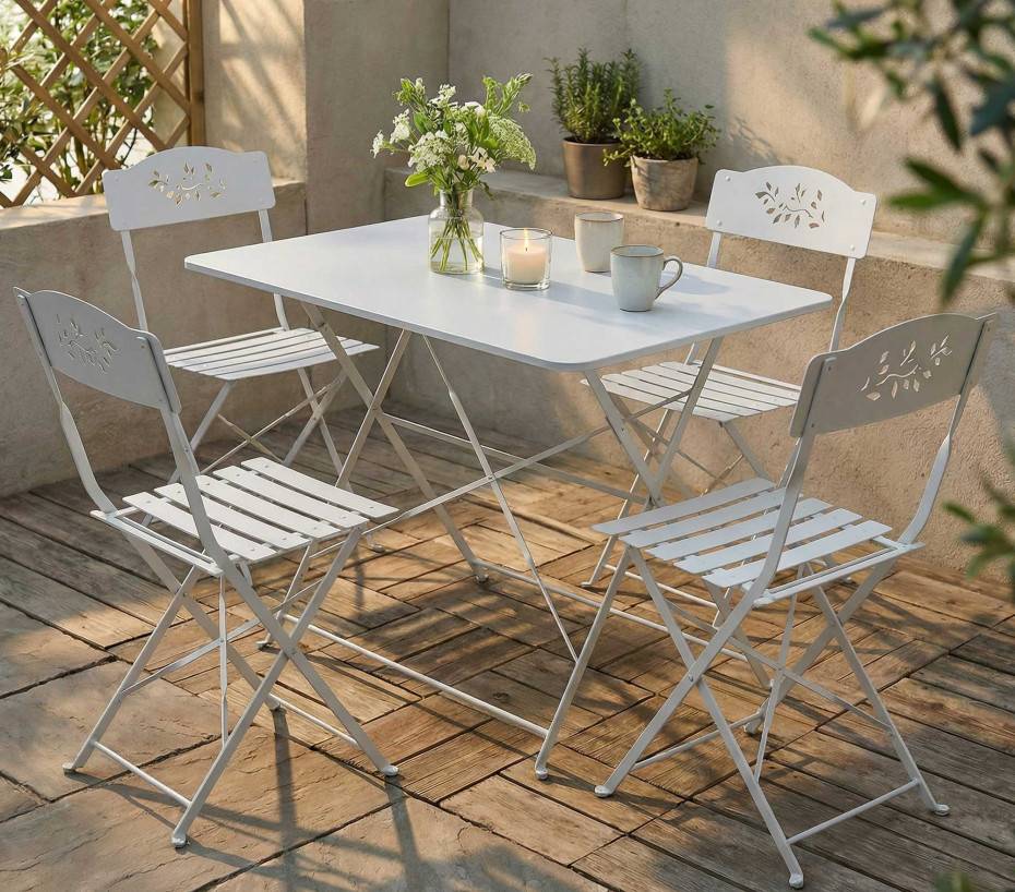 Ensemble table et chaises de jardin  4 places  Blanc  VENONE - Imagen 1