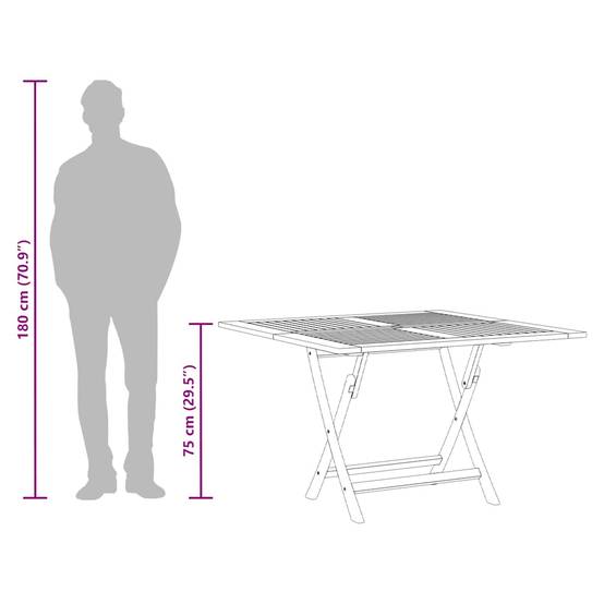 PANGIVO - Table Pliable de Jardin Bois Massif de Teck 110 x 110 x 75 cm - PANGIVO - Image 9
