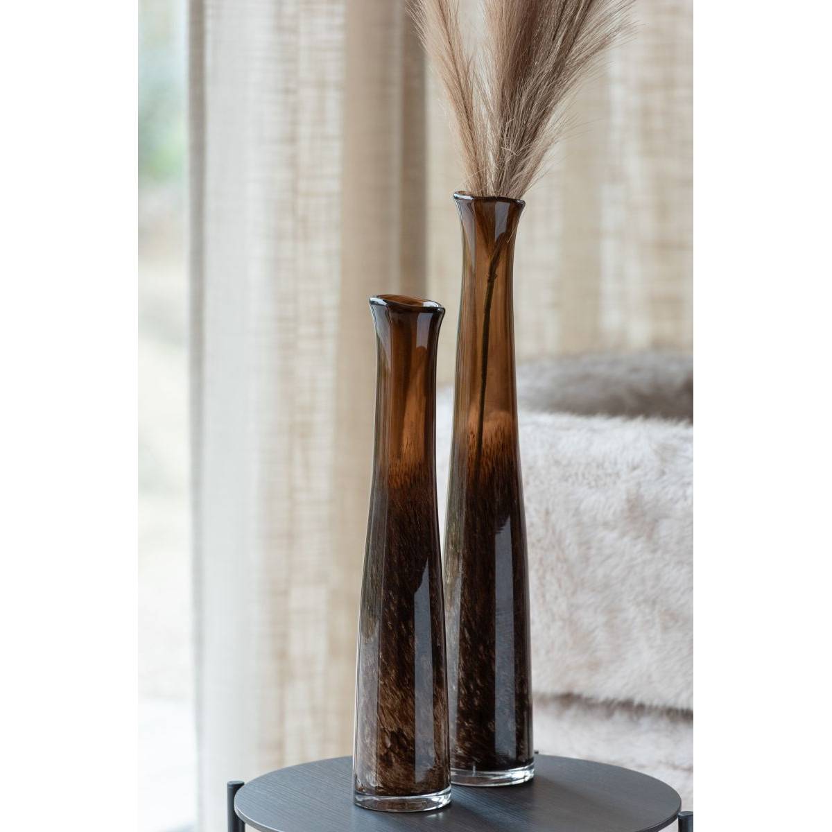J-Line - Vase Cylindrique en Verre "Lester" 60cm Marron Foncé - Image 3