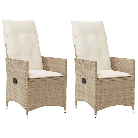 Chaises Inclinables de Jardin Lot de 2 Résine Tressée Beige 56 x 59 x 92 cm - PANGIVO - Image 1