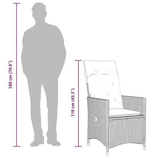 Chaises Inclinables de Jardin Lot de 2 Résine Tressée Beige 56 x 59 x 92 cm - PANGIVO - Image 9