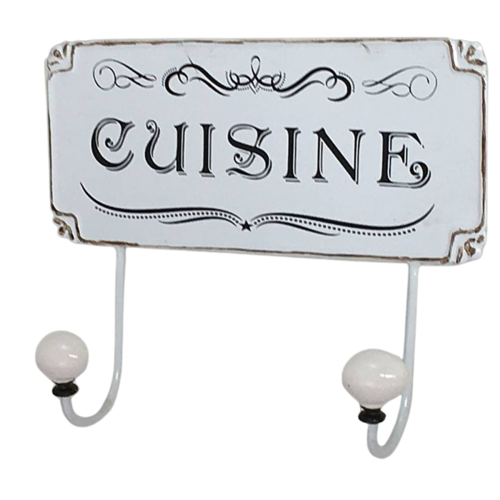 ~ Porte-torchons métal porcelaine blanc 25.5 x 21 cm Chemin de campagne - Imagen 1
