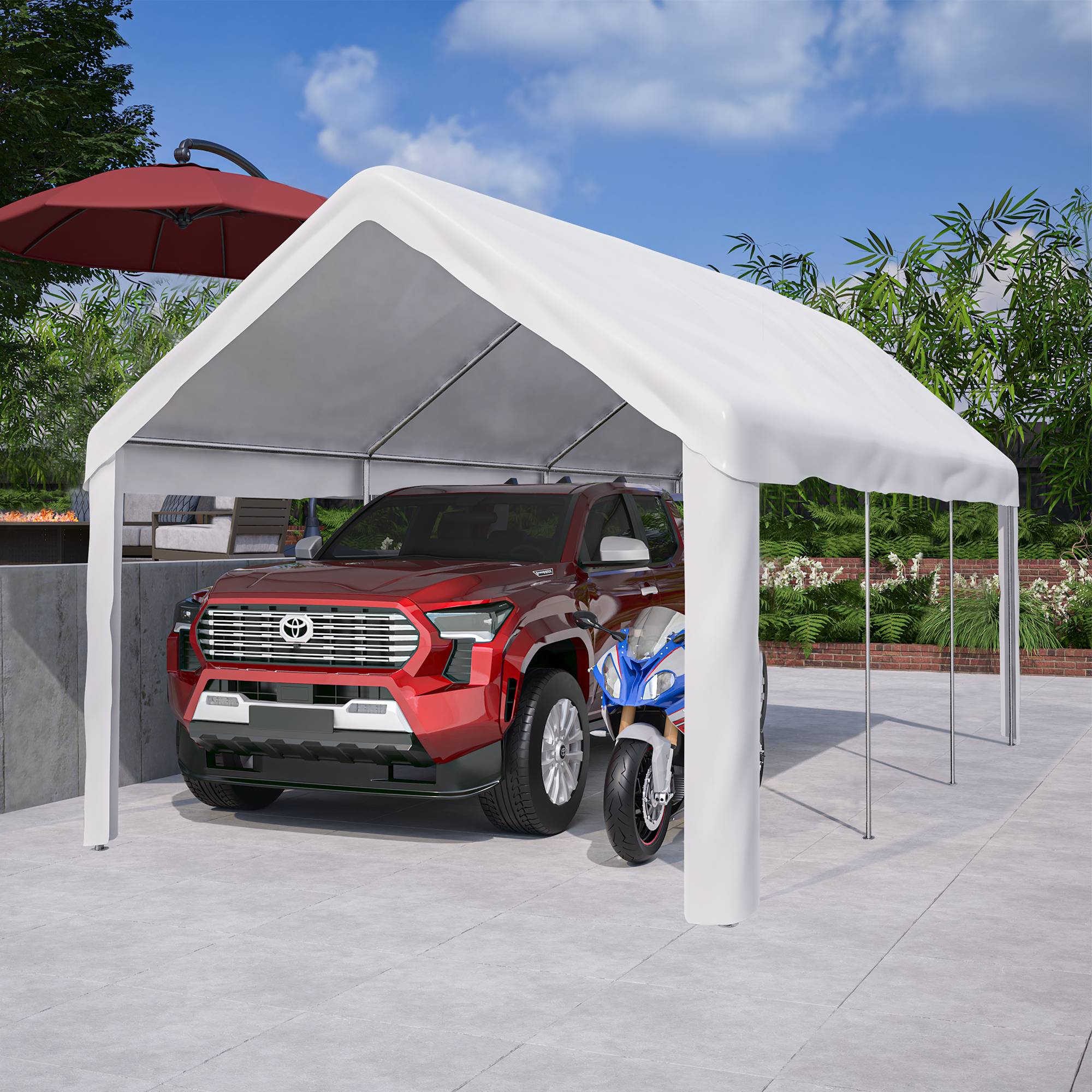 Tente Garage Carport Acier Robuste Voiture SUV Protection Hivernale Panneaux Amovibles 3x6m - ComfortXL Outdoor Living - Imagen 9