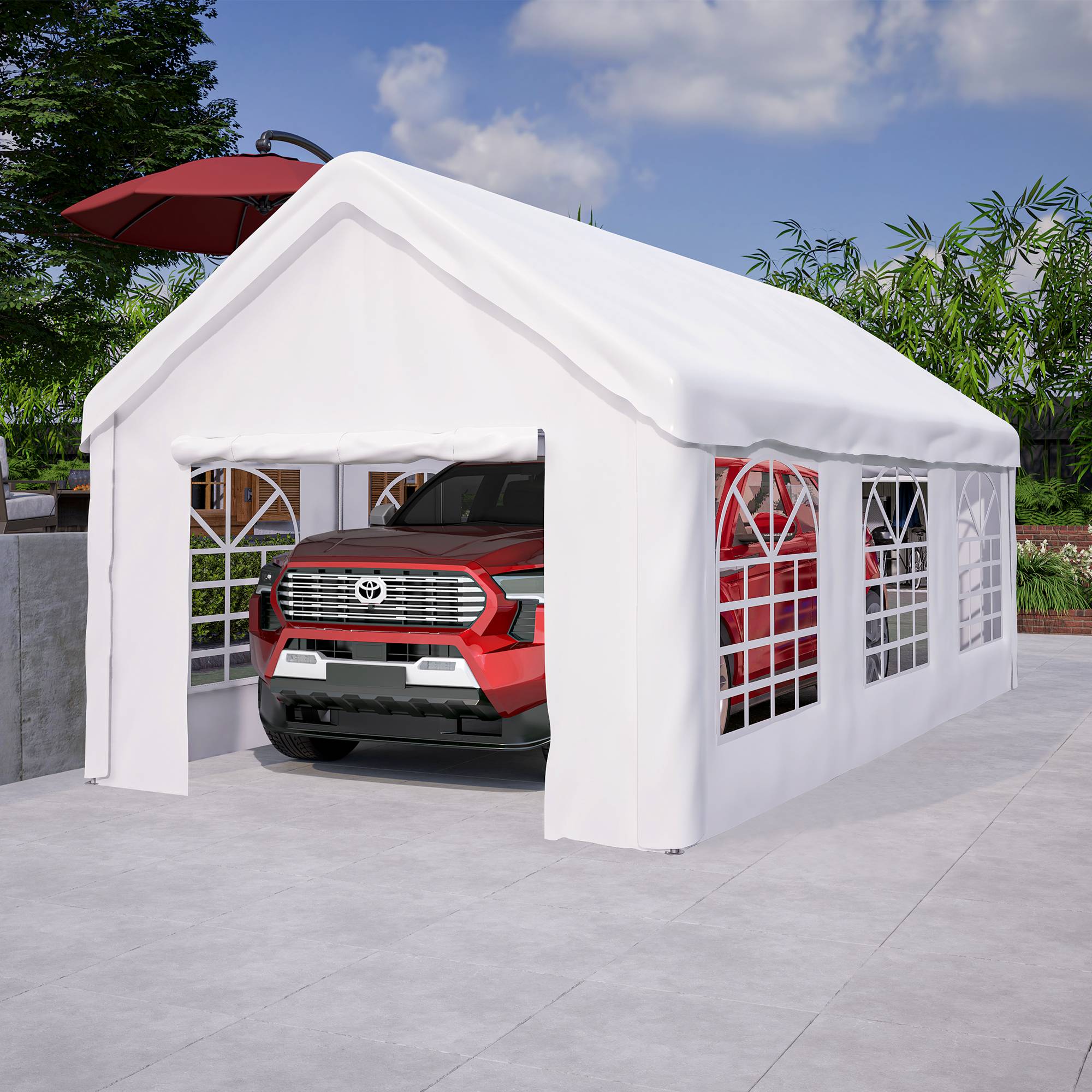 Tente Garage Carport Acier Robuste Voiture SUV Protection Hivernale Panneaux Amovibles 3x6m - ComfortXL Outdoor Living - Imagen 1