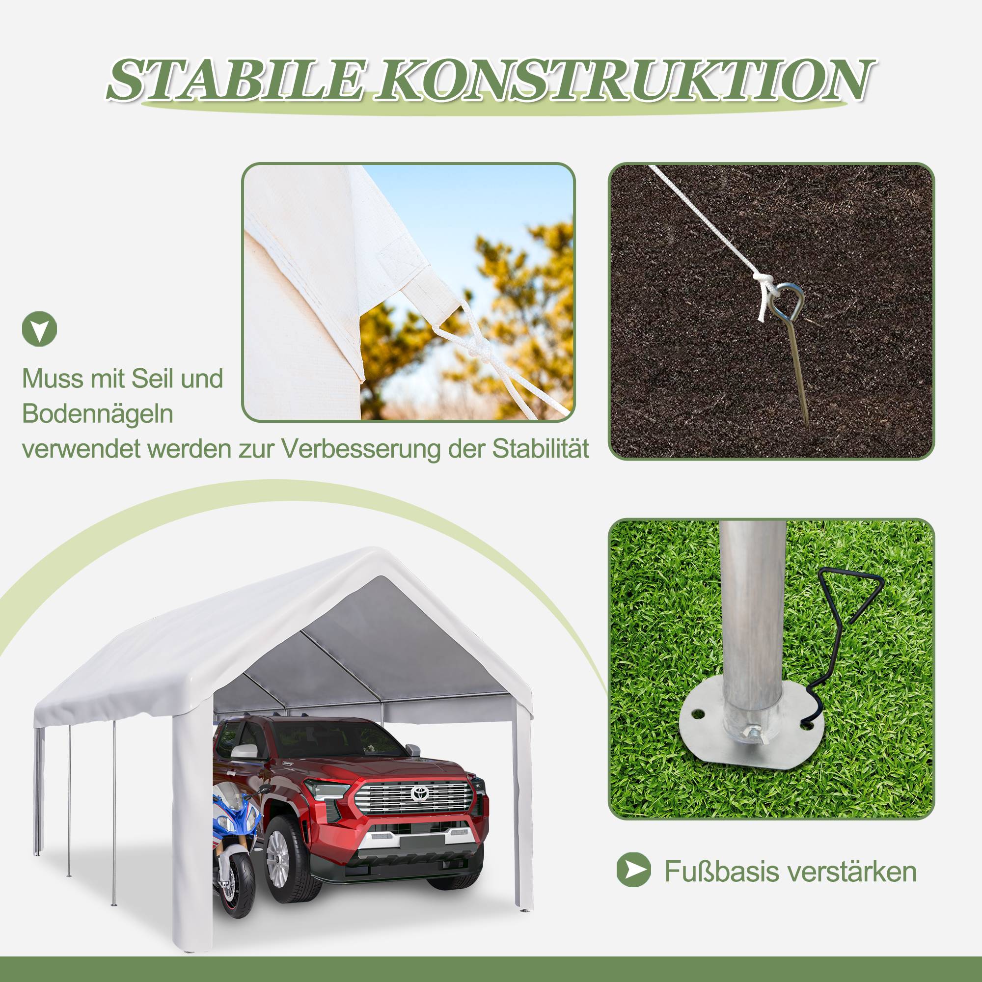 Tente Garage Carport Acier Robuste Voiture SUV Protection Hivernale Panneaux Amovibles 3x6m - ComfortXL Outdoor Living - Imagen 8