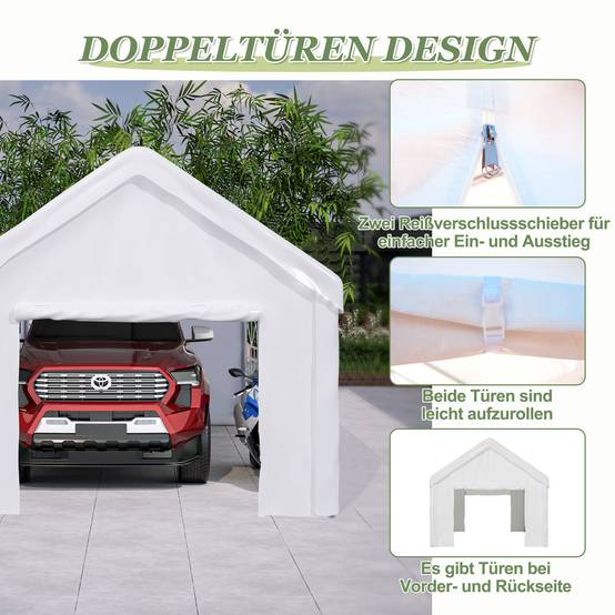 Tente Garage Carport Acier Robuste Voiture SUV Protection Hivernale Panneaux Amovibles 3x6m - ComfortXL Outdoor Living - Image 6