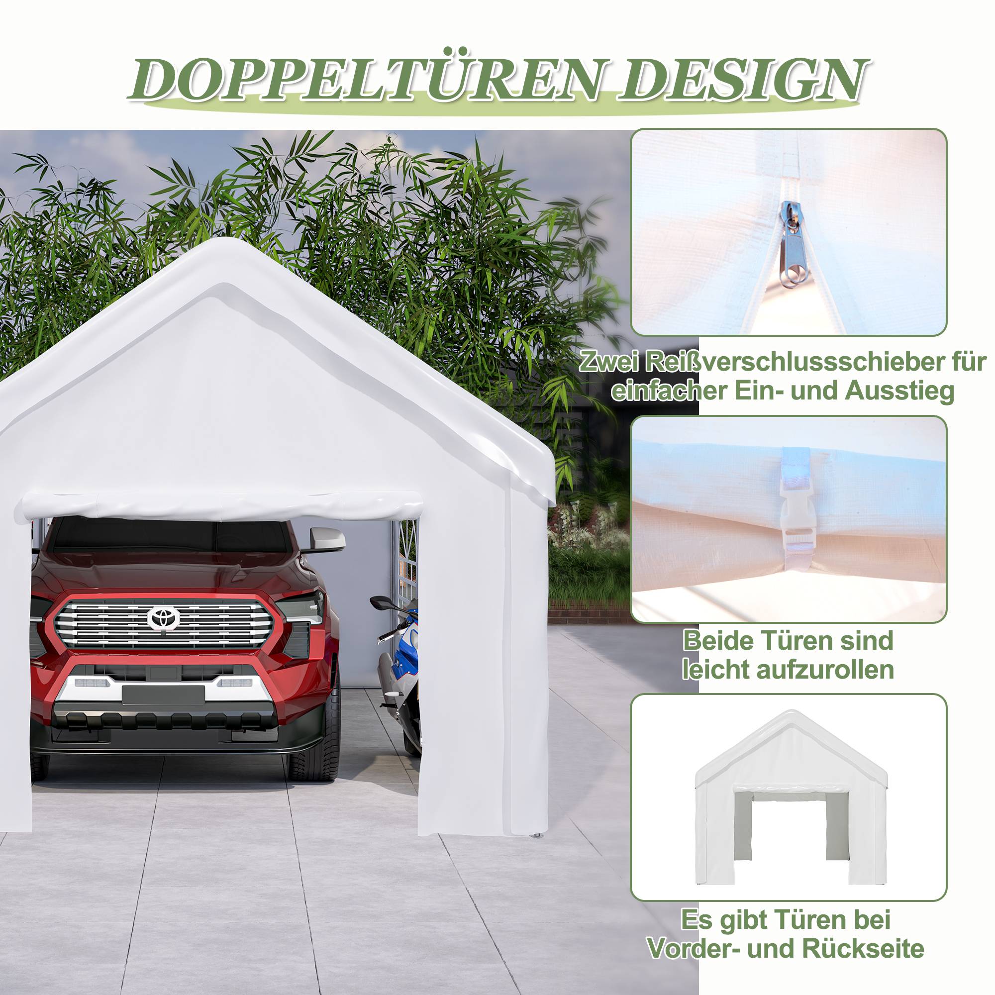 Tente Garage Carport Acier Robuste Voiture SUV Protection Hivernale Panneaux Amovibles 3x6m - ComfortXL Outdoor Living - Imagen 6