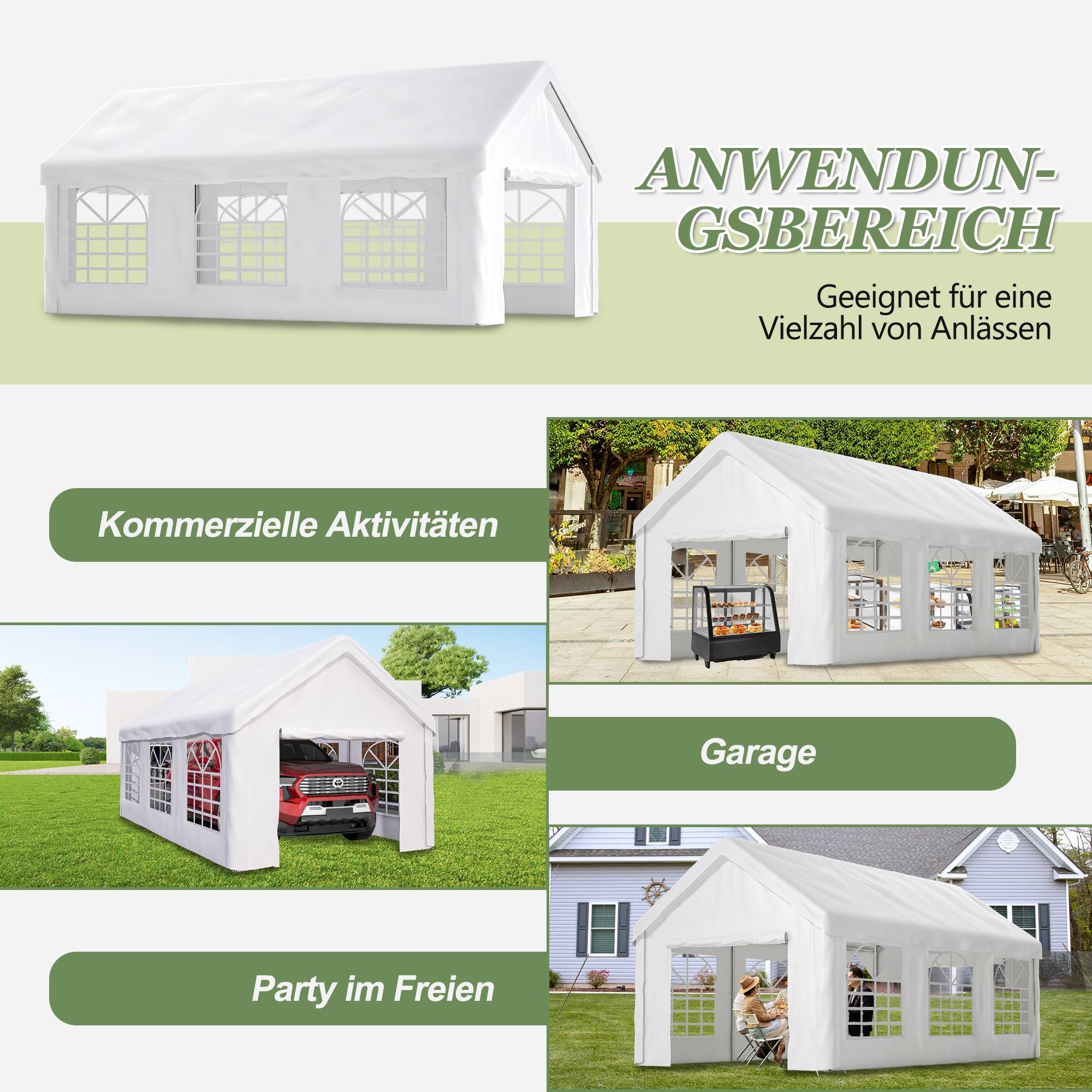 Tente Garage Carport Acier Robuste Voiture SUV Protection Hivernale Panneaux Amovibles 3x6m - ComfortXL Outdoor Living - Imagen 7
