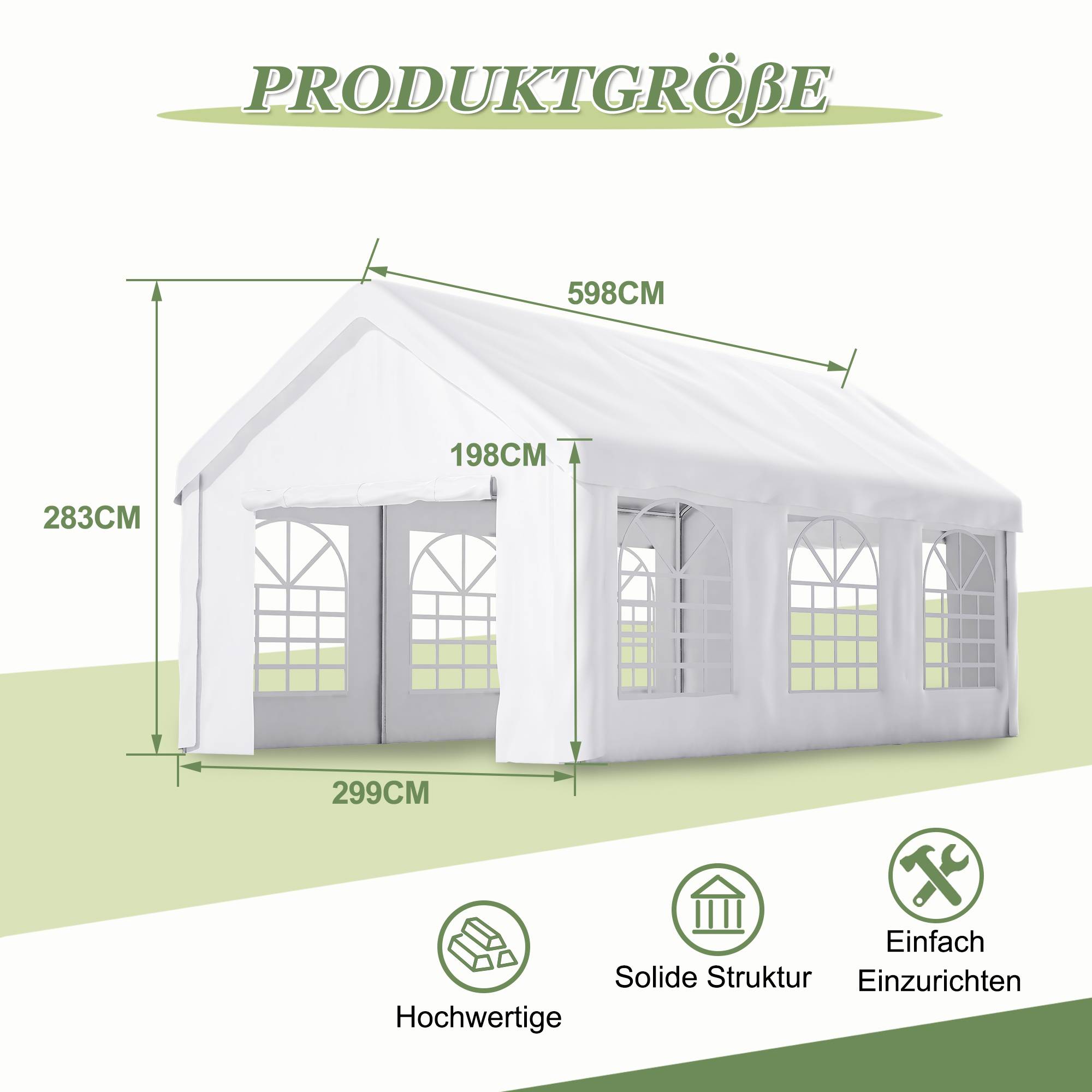 Tente Garage Carport Acier Robuste Voiture SUV Protection Hivernale Panneaux Amovibles 3x6m - ComfortXL Outdoor Living - Imagen 3