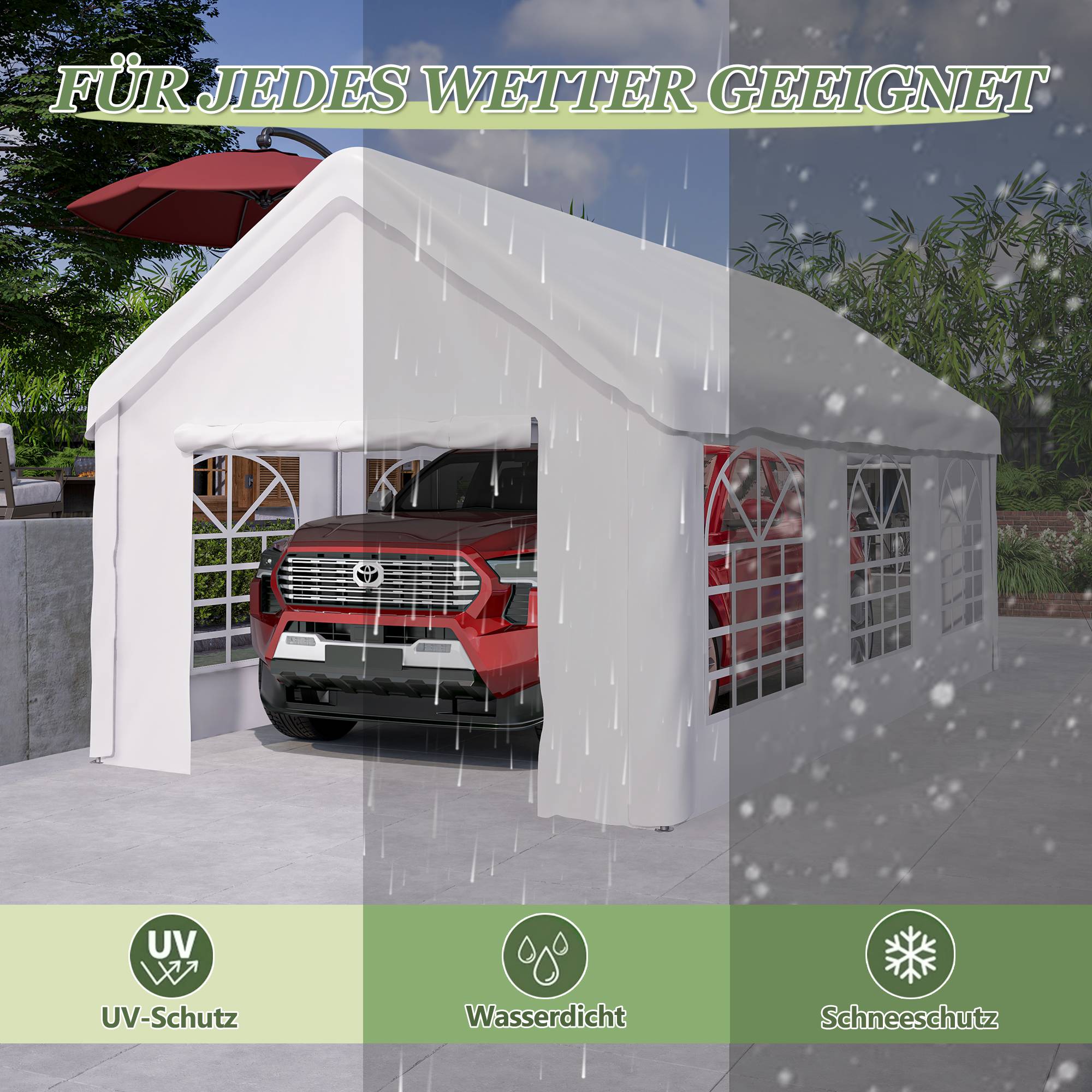 Tente Garage Carport Acier Robuste Voiture SUV Protection Hivernale Panneaux Amovibles 3x6m - ComfortXL Outdoor Living - Imagen 5