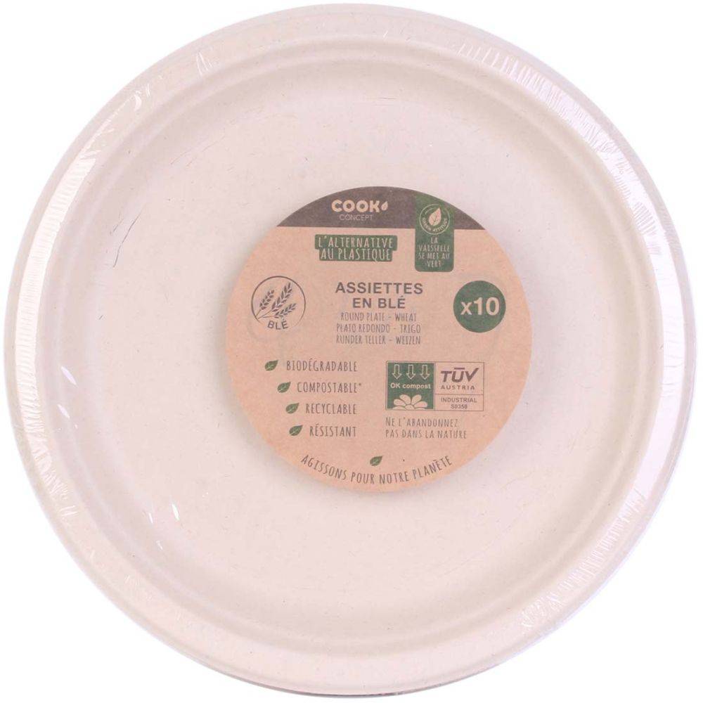 Cook Concept - Set de 50 assiettes éco-responsables en blé 25 cm - Imagen 2