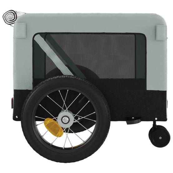 Remorque de vélo pour animaux fer et tissu Oxford gris et noir 135 x 68.5 x 73.5 cm - PANGIVO - Image 8