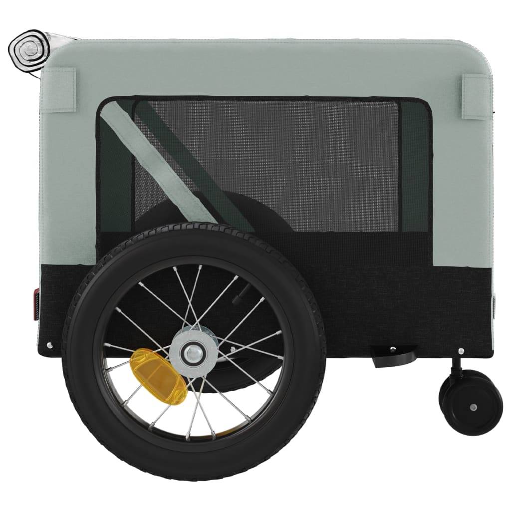 Remorque de vélo pour animaux fer et tissu Oxford gris et noir 135 x 68.5 x 73.5 cm - PANGIVO - Image 8