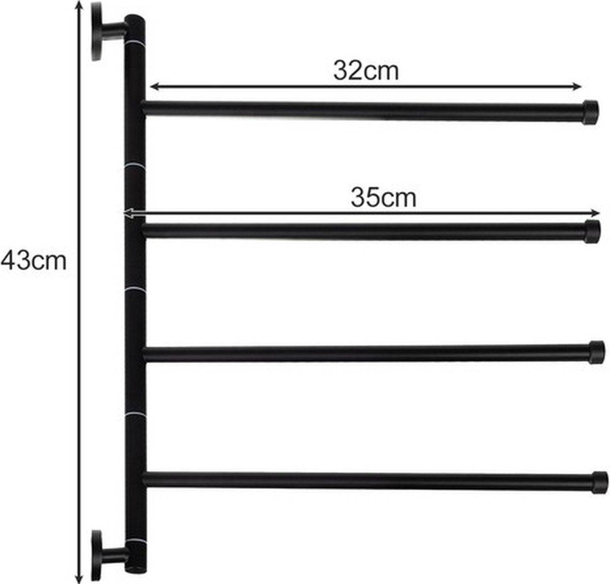 Importdistrib - Porte-serviettes mral de salle de bain - noir 43 x 35 cm IMPORTDISTRIB - Imagen 3