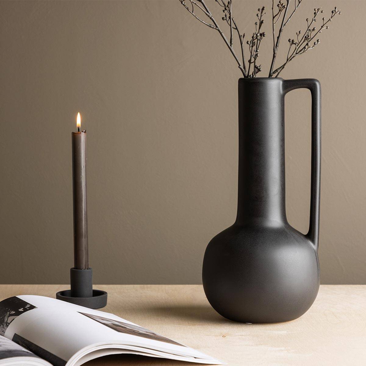 Vase Design en Céramique "Allis" 36cm Noir - Image 5
