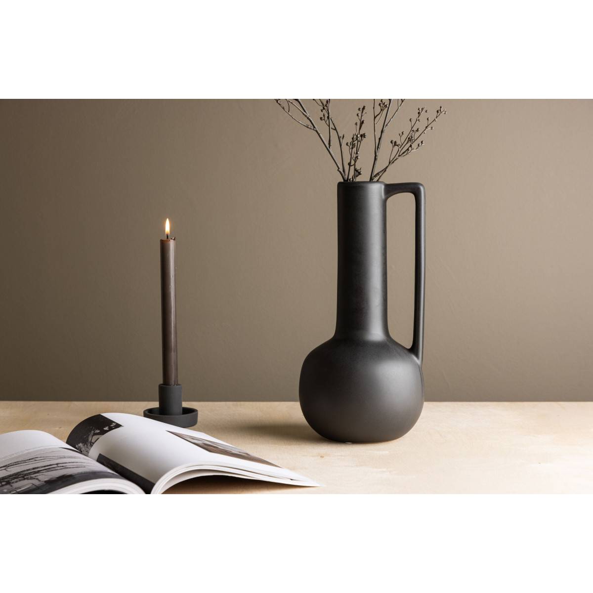 Vase Design en Céramique "Allis" 36cm Noir - Image 8