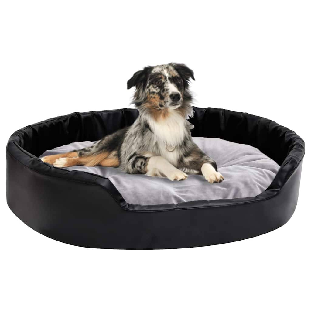 Vidaxl - Lit chiens Noir et gris 90x79x20 cm Peluche et similicuir vidaXL 171255 - Imagen 1