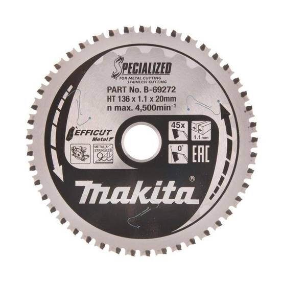 Makita - Lames carbures "Specialized" Inox et Metal, pour scies circulaires à métaux à batterie MAKITA - taille Ø 136 mm x 56 Dents - MAKITA ACCESSOIRES - Imagen 1