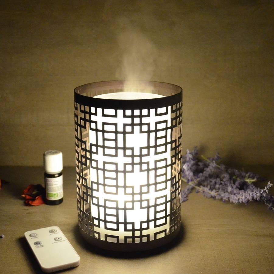 Zen'Arôme Diffuseur Aromathérapie avec Télécommande Vela - Éclairage Led Personnalisable -Verre + Coque en Métal avec Motif Original - Image 8