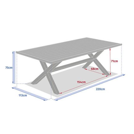 Hesperide - Table de jardin "Axiome" eucalyptus & blanc 8 places Hespéride - Image 9