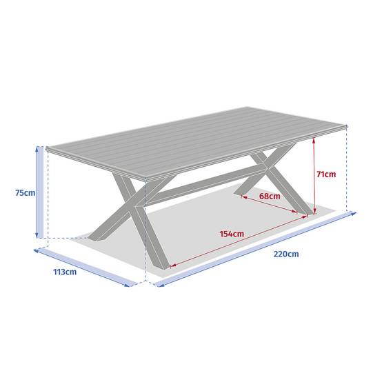 Hesperide - Table de jardin "Axiome" eucalyptus & blanc 8 places Hespéride - Image 8