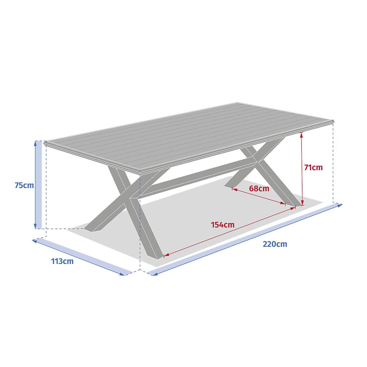 Hesperide - Table de jardin "Axiome" eucalyptus & blanc 8 places Hespéride - Image 8