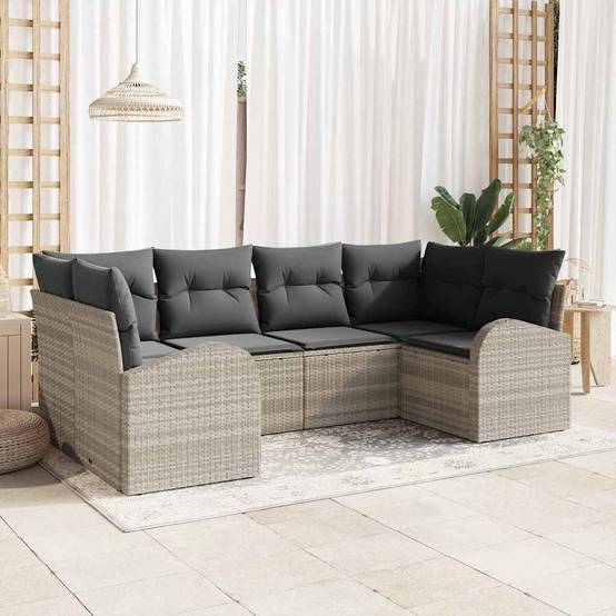 ComfortXL - Salon de jardin 6 places modulable en résine tressée finition mate Gris Clair – ComfortXL Outdoor Living - Image 1