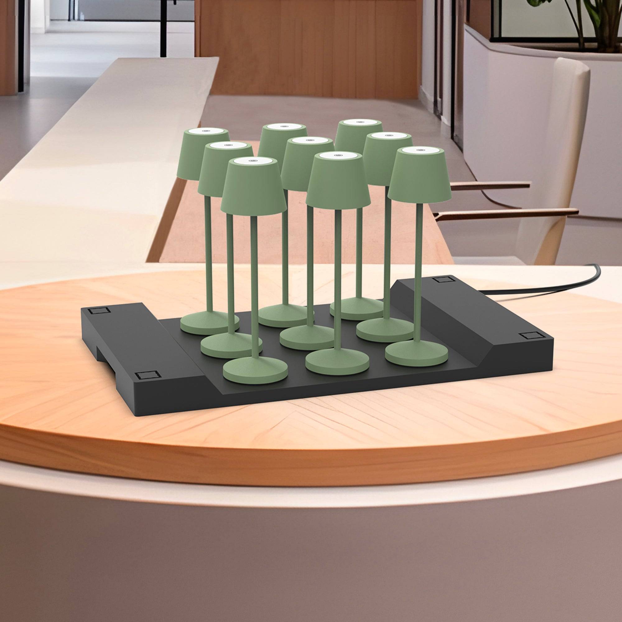Lumisky - 9 Lampes de table EMILY Vert + base de chargement - Imagen 2