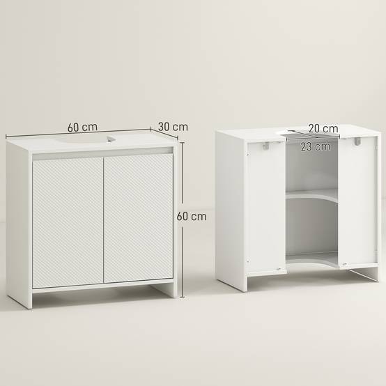 Sans Marque - Meuble sous-évier moderne étagère système anti-basculement charge 40 kg 60x30x60 cm blanc - Image 5