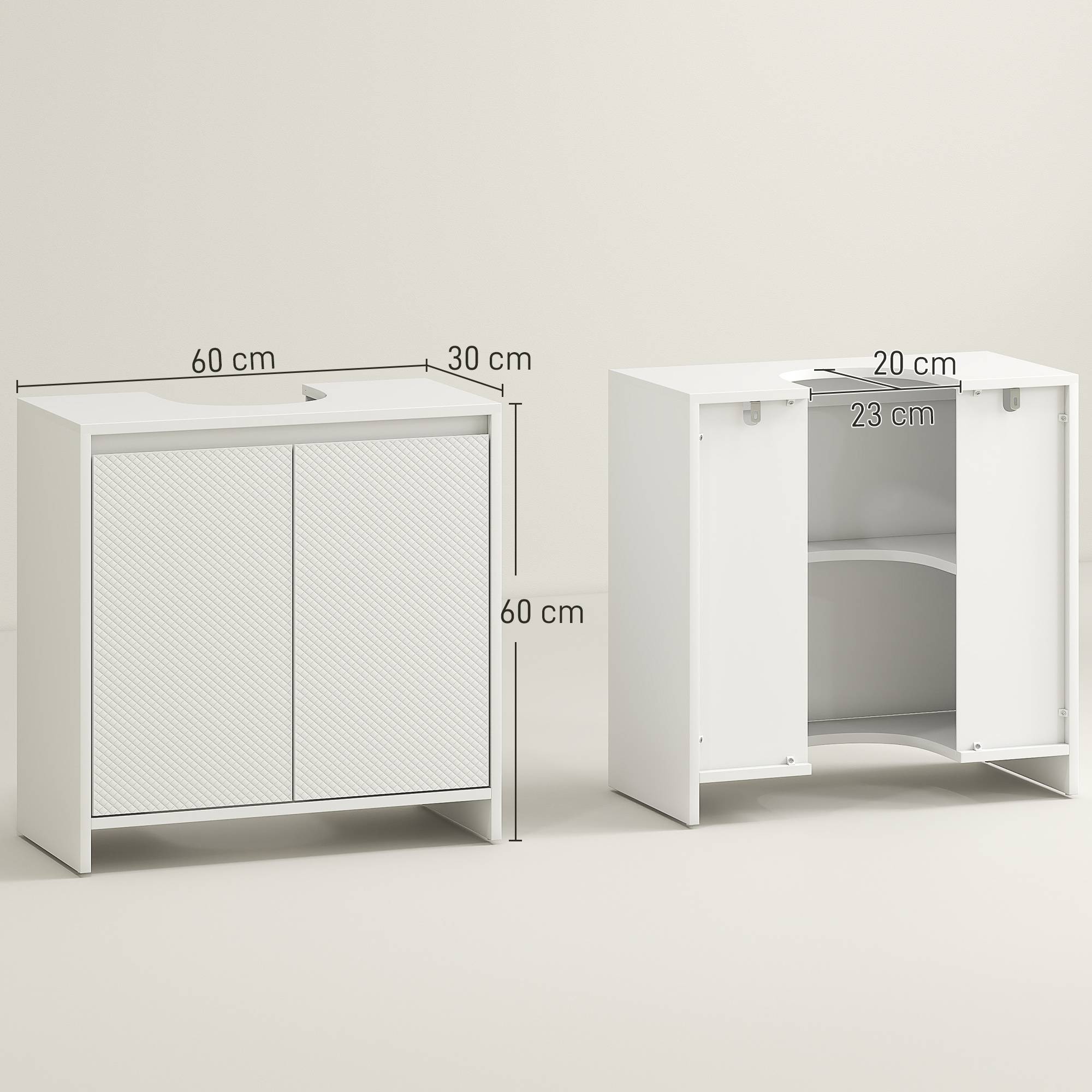 Sans Marque - Meuble sous-évier moderne étagère système anti-basculement charge 40 kg 60x30x60 cm blanc - Image 5