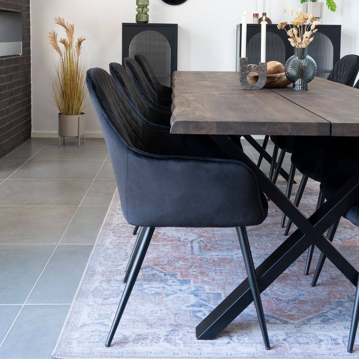 ALTOBUY - Lot de 2 Fauteuils Velours Noir et Piétement Acier Noir - VIBY - Image 4