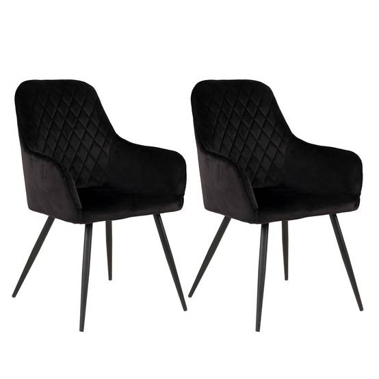 ALTOBUY - Lot de 2 Fauteuils Velours Noir et Piétement Acier Noir - VIBY - Image 1