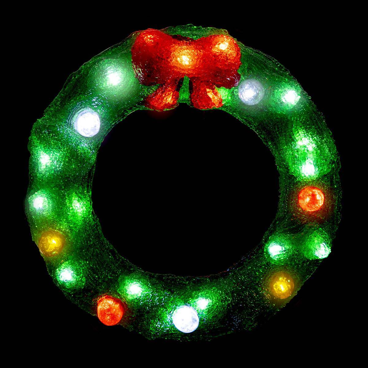 Forme acrylique couronne lumineuse 25 LED clignotantes H.29cm extérieur FEERIC LIGHTS & CHRISTMAS