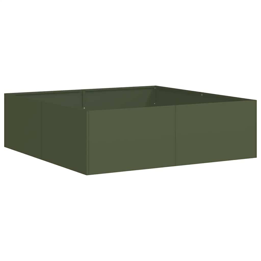 Jardinière acier vert olive 100 x 100 x 30 cm - PANGIVO - Image 2
