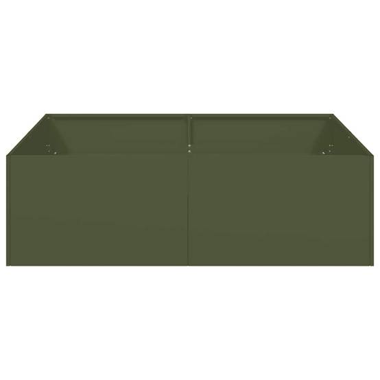 Jardinière acier vert olive 100 x 100 x 30 cm - PANGIVO - Image 4