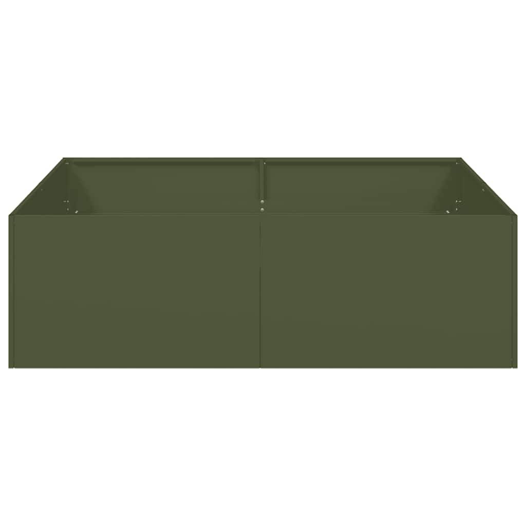 Jardinière acier vert olive 100 x 100 x 30 cm - PANGIVO - Image 4