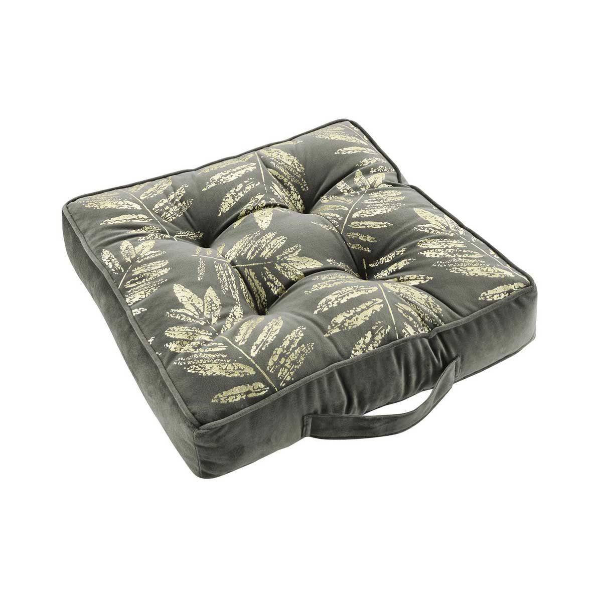 Paris Prix - Coussin de Sol Imprimé "Adelor" 40x40cm Anthracite