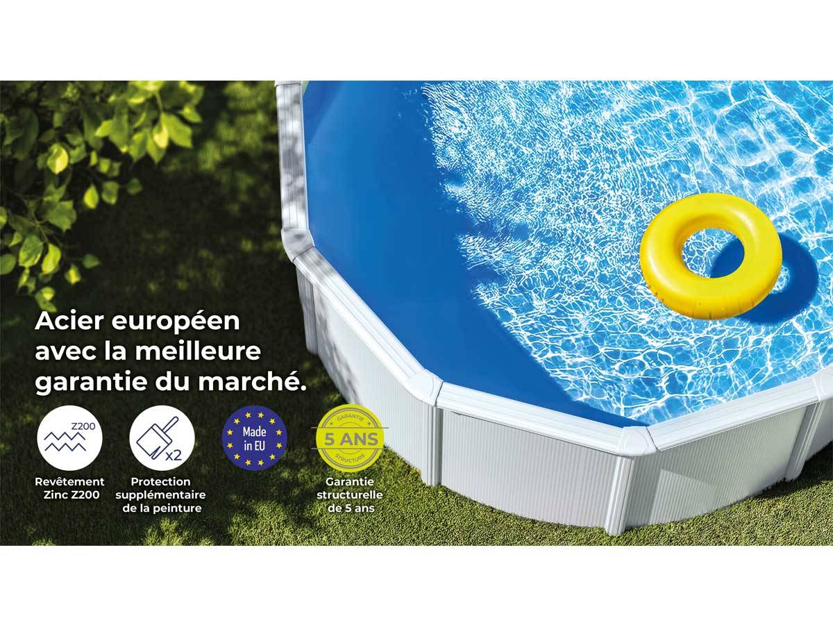 Gré - Kit piscine acier blanc Gré Haïti ovale 9,20 x 5,05 x 1,32 m + Bâche hiver + Bâche à bulles - Imagen 5