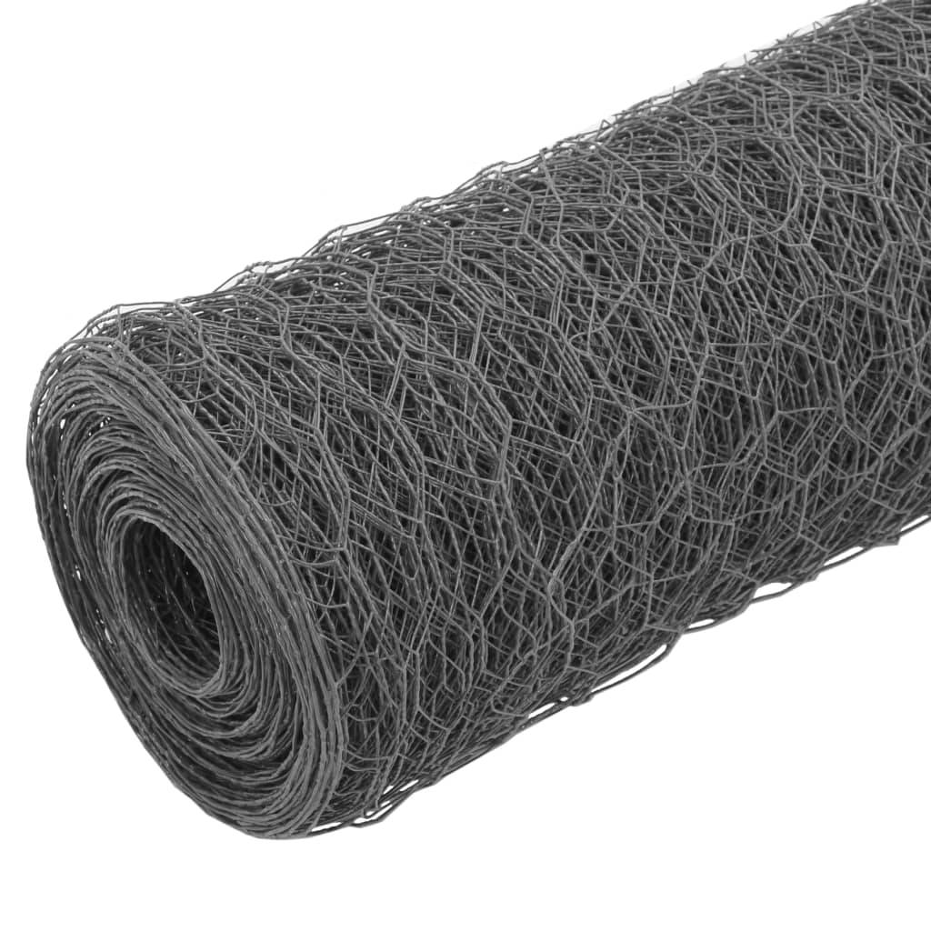 ComfortXL - Grillage Poule Acier PVC Clôture Jardin Protection 25mm 25x0,75m Gris - ComfortXL Outdoor Living - Image 2