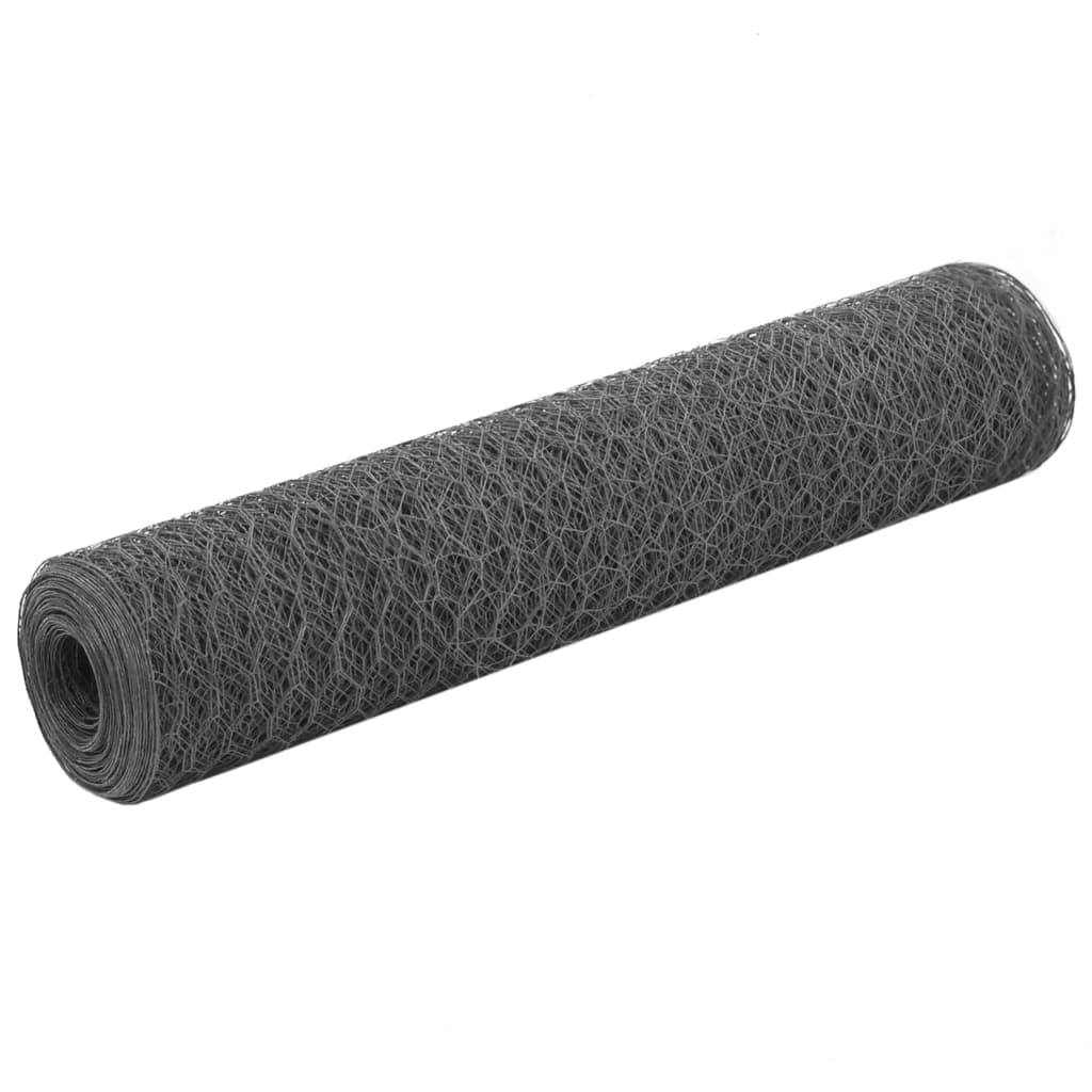 ComfortXL - Grillage Poule Acier PVC Clôture Jardin Protection 25mm 25x0,75m Gris - ComfortXL Outdoor Living