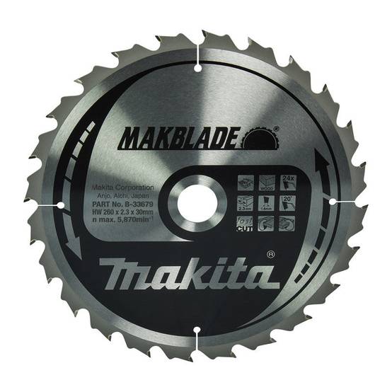 Lame carbure MAKBLADE MAKITA B-33679, pour scies sur table, 260/30/24 Bois Makita - Image 1