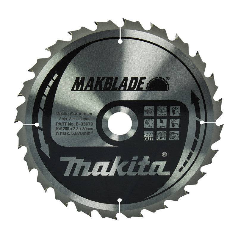 Lame carbure MAKBLADE MAKITA B-33679, pour scies sur table, 260/30/24 Bois Makita - Image 1