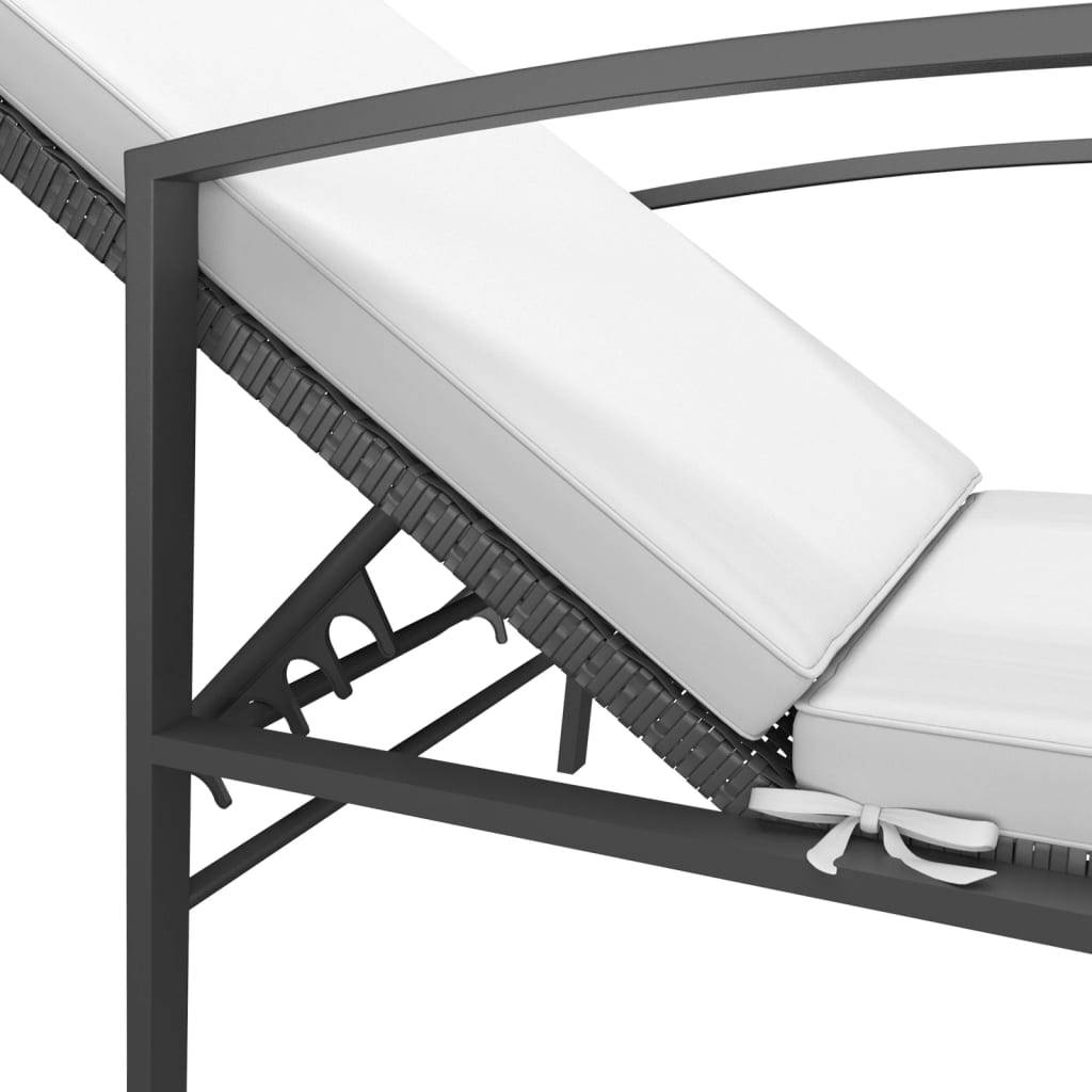 Helloshop26 - Lot de 2 transats chaise longue bain de soleil lit de jardin terrasse meuble d'extérieur avec table résine tressée noir - Imagen 6