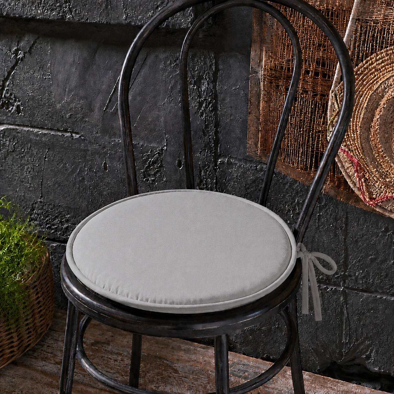 Eden - Galette de chaise ronde Unie Pop color 40 cm Mastic - Image 2