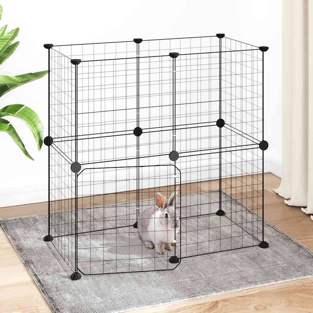 Vidaxl - Cage animaux de compagnie à 12 panneaux et porte Noir 70x35x70 cm vidaXL 3114033 - Imagen 1
