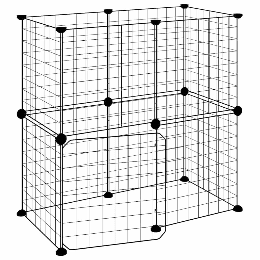 Vidaxl - Cage animaux de compagnie à 12 panneaux et porte Noir 70x35x70 cm vidaXL 3114033 - Imagen 2