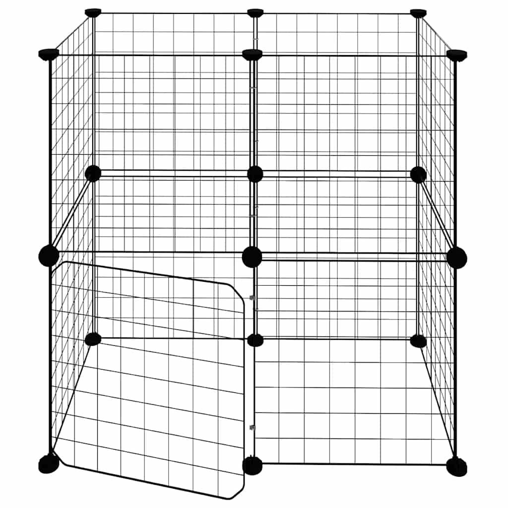 Vidaxl - Cage animaux de compagnie à 12 panneaux et porte Noir 70x35x70 cm vidaXL 3114033 - Imagen 4