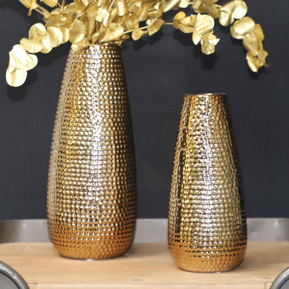 Vase en céramique doré 14 x 33.5 Ø ouv 5,5 Chemin de campagne - Imagen 3